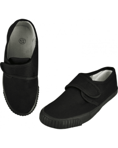 Plain Black Velcro PE Plimsolls